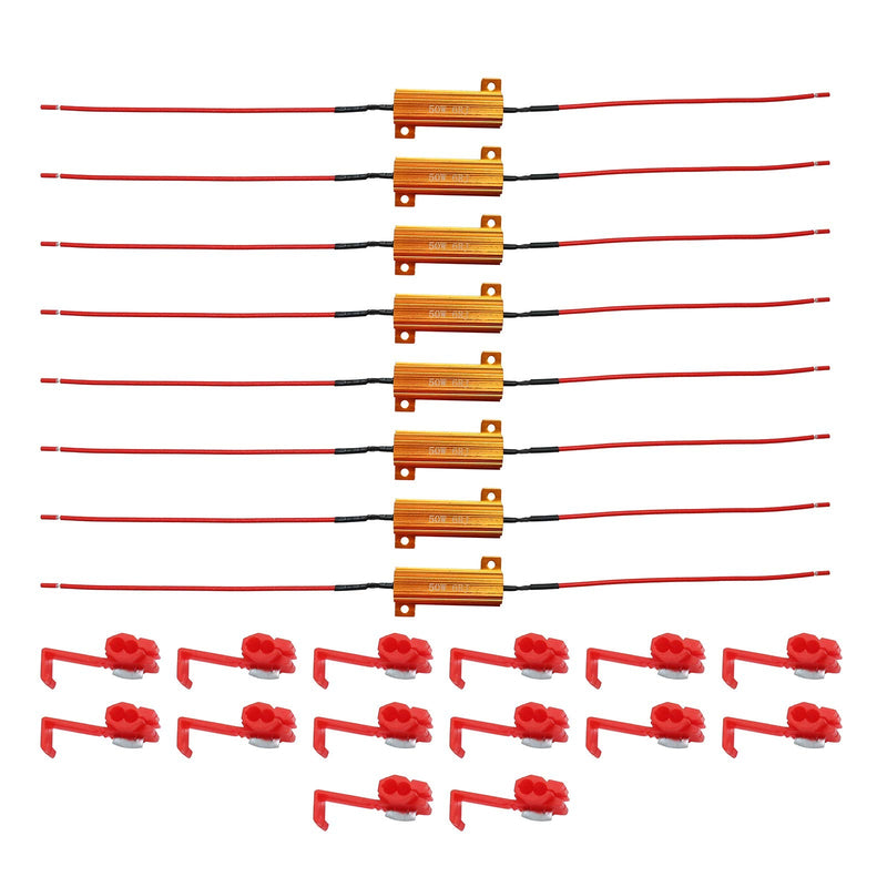 8-Pack 50W 6Ohm LED Load Resistors, Automotive Replacement Resistors for Flickering LED Turn Signal Light & LED License Plate Lights & DRL