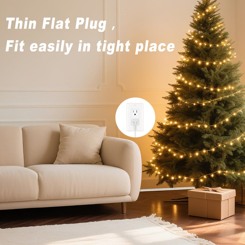 50FT Extension Cord, Clear,Thin,Flat Plug Extension Cord Indoor/Outdoor, 2 Prong, ETL-Certified, for Christmas Lights,Holiday String Lights,Christmas Decorations 50FT 1 pack
