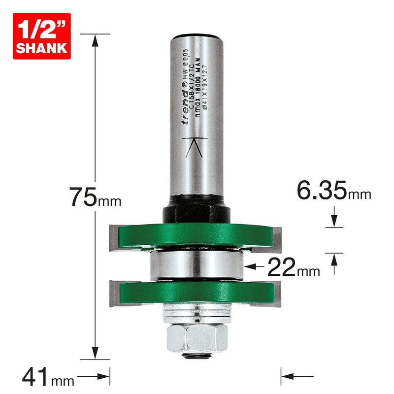 Trend C158X1/2TC Tongue and Groover Set 41mm Diameter, Silver TONGUE & GROOVE SET 1/2