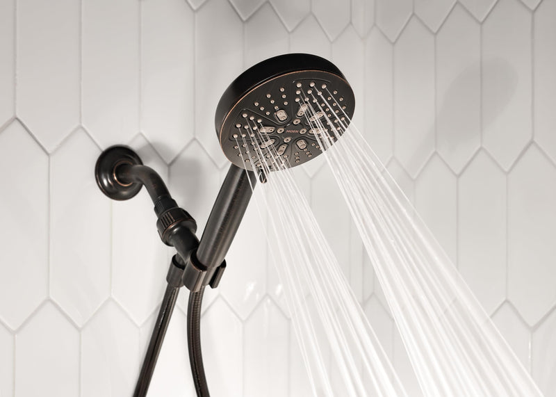 Moen Mediterranean Bronze Hydro Energetix High Pressure Shower Head with Handheld Sprayer Featuring 8 Spray Settings, 200H0BRB (Pack of 1)