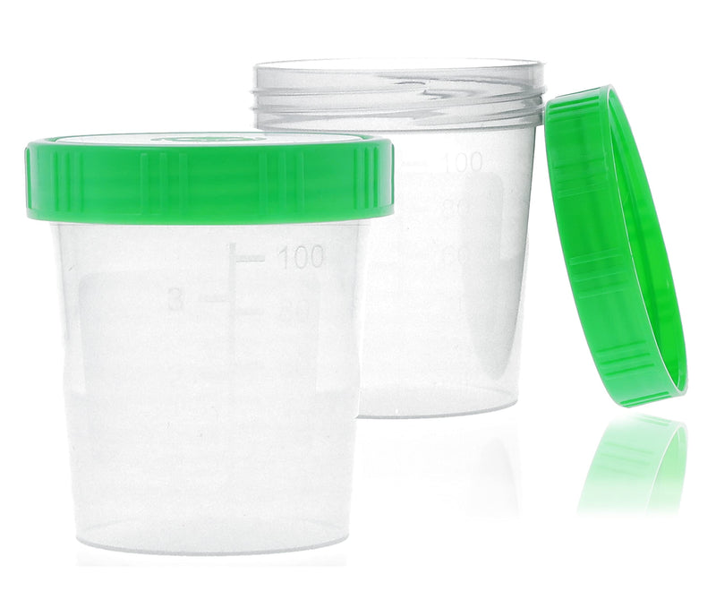 Horn Medical urine cup/sample cup with screw cap, 125ml capacity, measurement table up to 100ml/3oz, can be labeled (10 pieces) 10