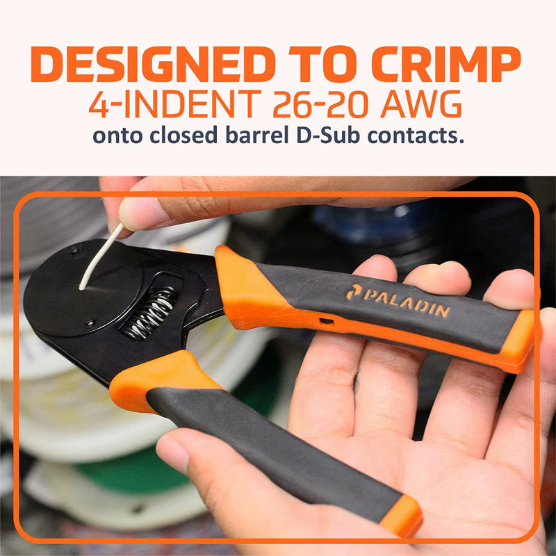 Paladin Tools PA1460 Closed Barrel D-Sub Crimper - 20-26 AWG, 4 Way Indent - Professional Grade 1
