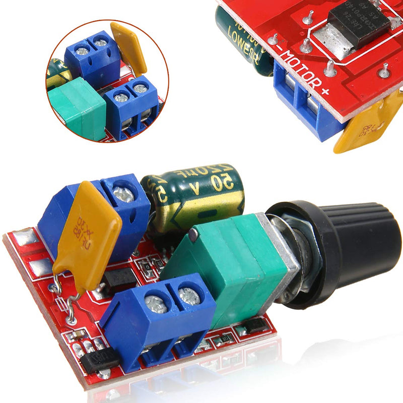 Youmile 2PACK 5A Motor Speed Controller Module Mini DC Motor PWM Speed Controller Switch Regulator Switch LED Dimmer 3V 6V 12V 24V 35V Max 90W