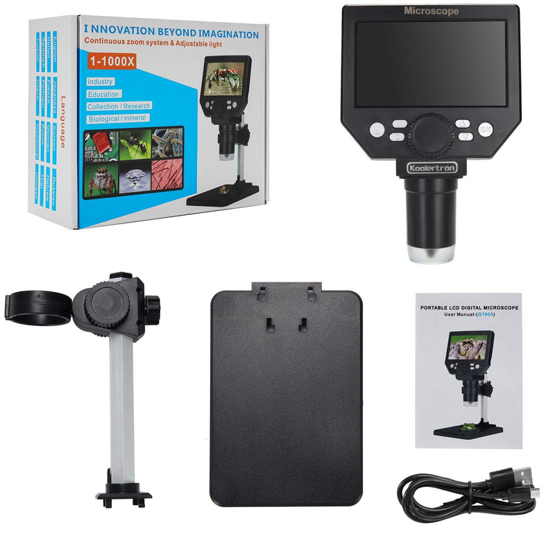 LCD Digital USB Microscope, Koolertron 4.3 Inch 1080P 8 Megapixel 1000X HD Magnification Zoom Wireless Microscope Camera for Adults/Children with 8 LED Light, 2000mAh Battery.