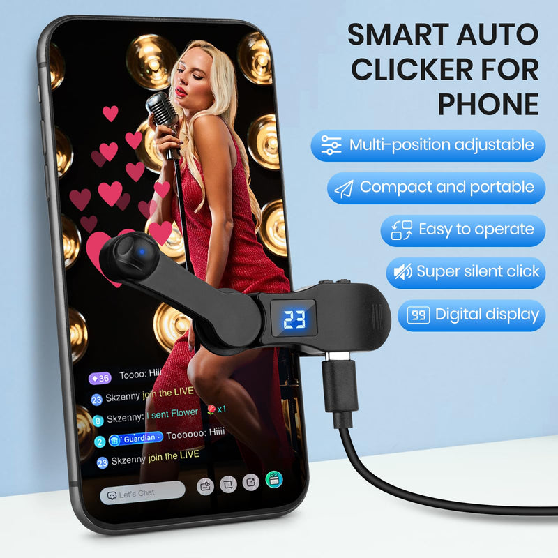 Auto Clicker for Smart Phone, Phone Screen Device Speed Clicker for iPhone iPad Apps, Fast Click Simulation Finger Continuous Click for Game, Live Broadcasts Likes, Lightning Deal, Reward Task (Black) Black