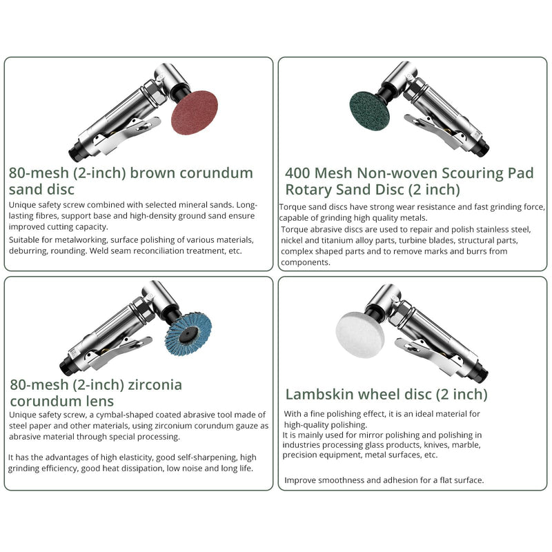 EYPINS Angle Air ‎Die Grinder 1/4 inch - Pro Pneumatic Right Angle Grinder 20000 RPM,with Sanding Discs, Lightweight,Variable Speed for Contour Grinding,Polishing,Cutting,Air Powered Compressed Silver