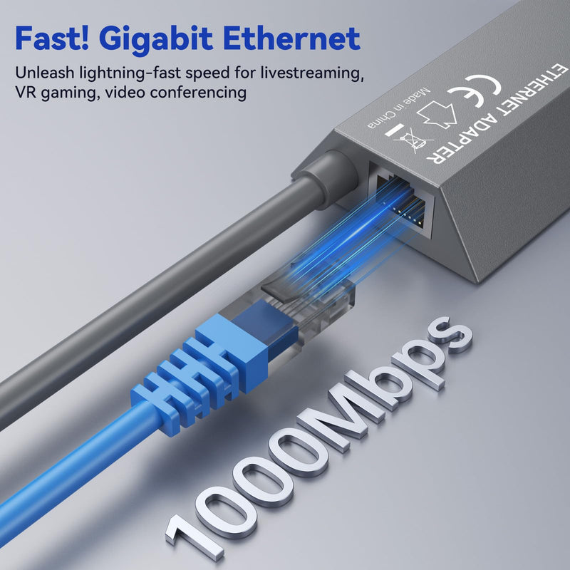 ELUTENG Starlink Ethernet Adapter V2, Up to 1Gbps Starlink to RJ45 Gigabit Ethernet Adapter for Wired External Network, Fast & Stable Network Connection for Starlink Actuated Gen 2, Gray
