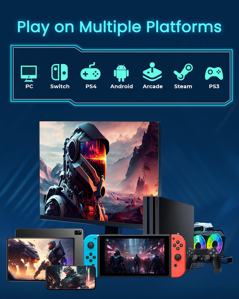 JZW-Shop Arcade Stick P12, All-Button Arcade Controller for Switch, PC, PS4, PS3, Steam Deck, Arcade Fight Stick with Turbo & Custom RGB, Supports Hot-Swap & SOCD