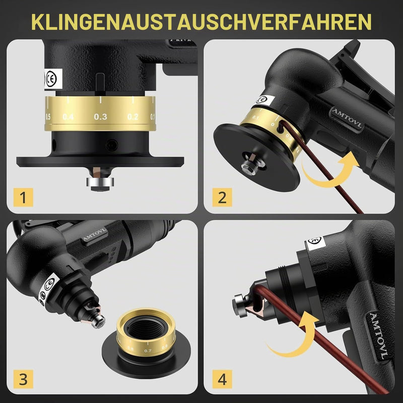 AMTOVL Luftfasenwerkzeug Mini Pneumatische Anfasmaschine 30000 U/min Pneumatisches Anfaswerkzeug 45 Grad Luftabschrägmaschine mit 1/4 Zoll Lufteinlass für Metall Holz (Schwarz) Schwarz