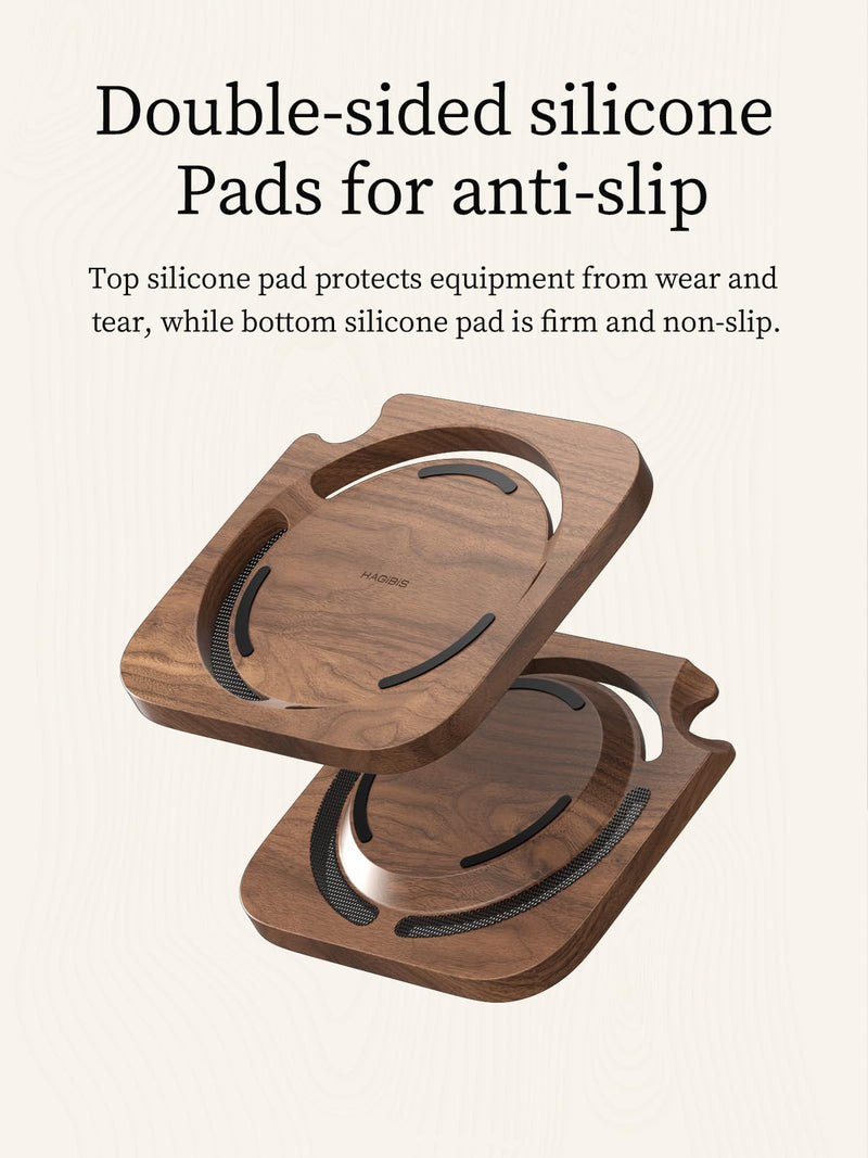 Hagibis Mac Mini Stand, Black Walnut Desktop Stand Dustproof Laptop Holder Cooling Heat Disspation Mount for Mac Mini M4 Pro 2024 (MMP04) MMP04