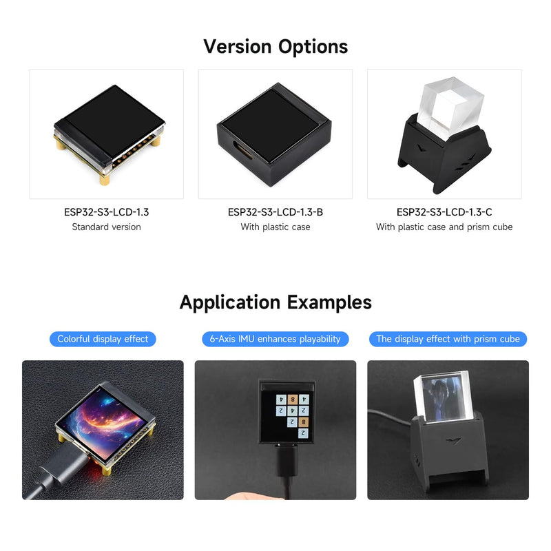 Waveshare ESP32-S3 1.3inch Display Development Board, 240x240 Pixels, ST7789V2 Driver, 6-axis IMU, 262K Colors, SPI Comm, 90° Hardware Rotation Support