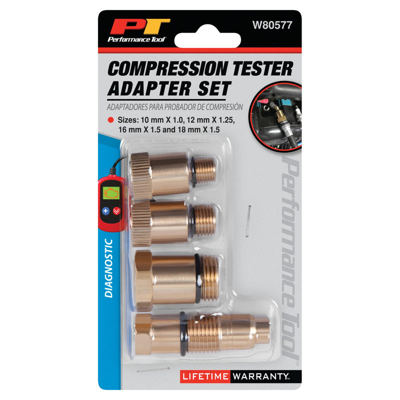 Performance Tool W80577 Compression Tester Spark Plug Adapters Set