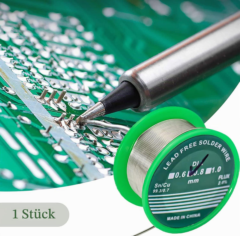 Solder, 0.8 mm Solder with Flux, Solder Lead Free with Rosin Core Sn99 Ag0.3 Cu0, Soldering Wire 20 g for the Repair and DIY of Electronic Electric Soldering Components 0.8mm 20g