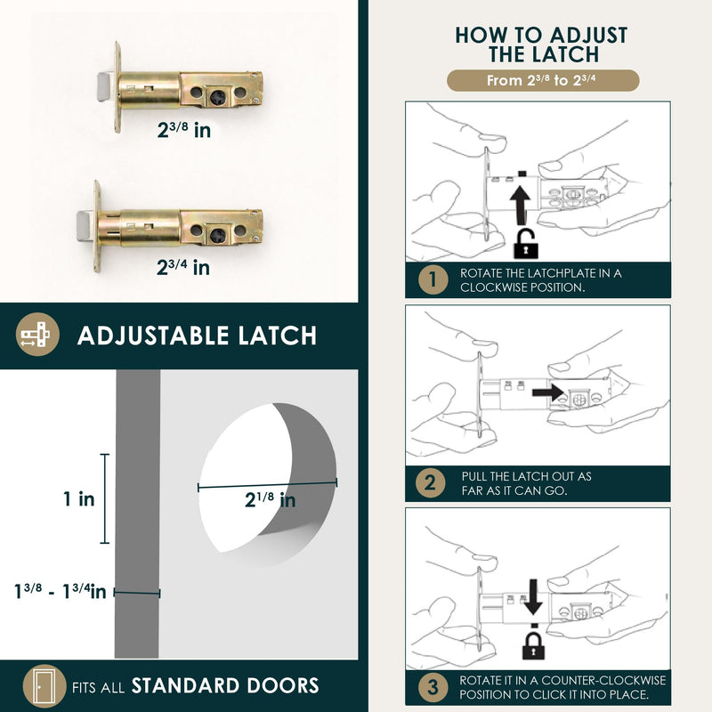 Mega Handles Laura Deadbolt Lock - Heavy Duty Square Locking Deadbolt for Left Or Right-Handed Doors, Dead Bolt Locks for Interior Doors & Exterior, Screws Included - Polished Chrome 1
