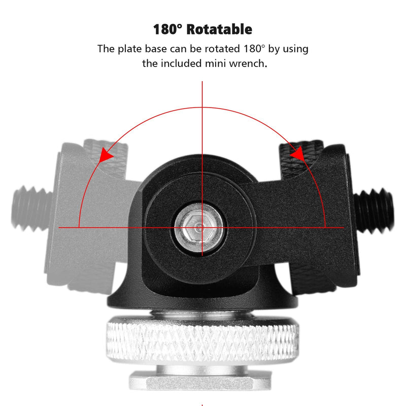 Andoer Mini Monitor Mount Tripod Head Cold Shoe Adapter Aluminum Alloy 1/4 Inch Screw for Mounting Camera Monitor Flash Microphone LED Fill Light