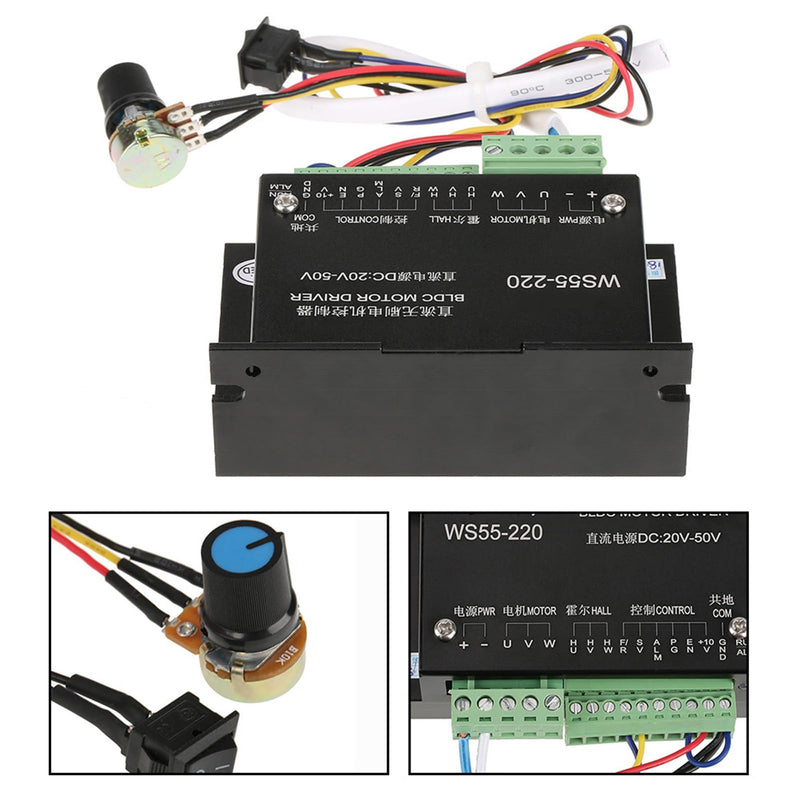 Motor Driver Controller, BLDC Controller, DC48V500W WS55220 Brushless Spindle, BLDC Motor Drive, CNC Controller Board Module, Motor Speed Controller