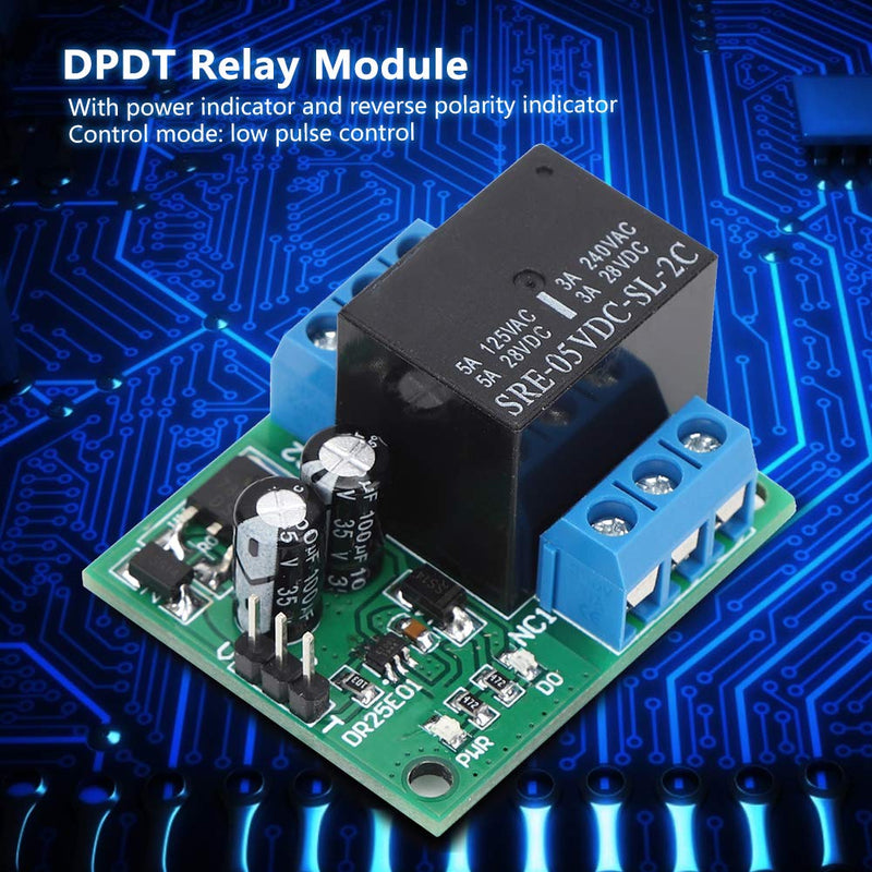 DC 6-24V 5A DPDT Relay Module Switch DR25E01 Stable Double Pole Self-Locking Double Swivel Bistable Relay Board High Safety for LED Motors(DC6-24V) Dc6-24v