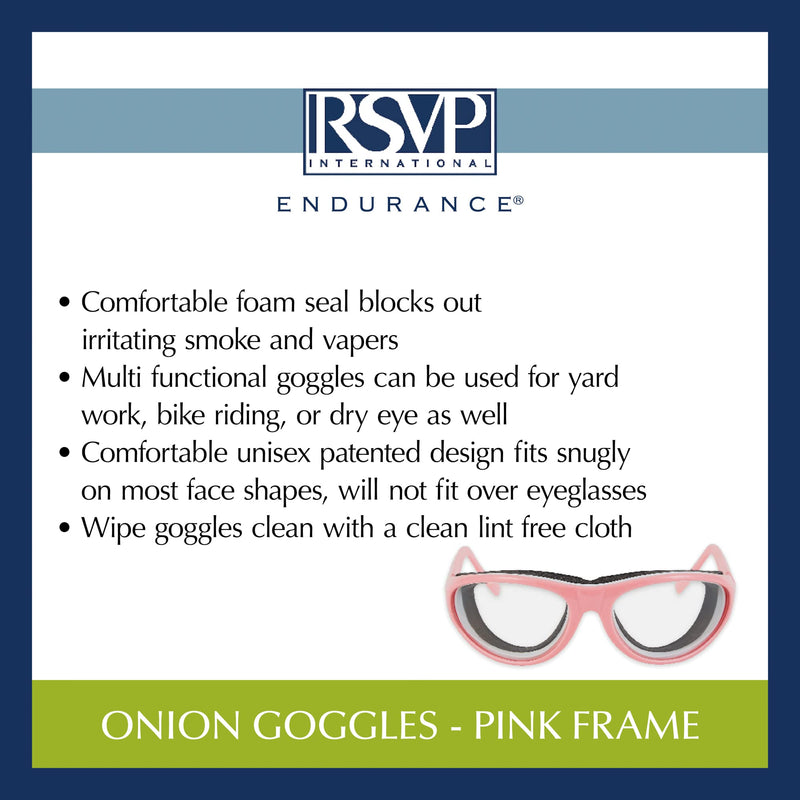 RSVP International Onion Goggles, Fog Free Lenses, Safely Prepare Food Without Tears Pink