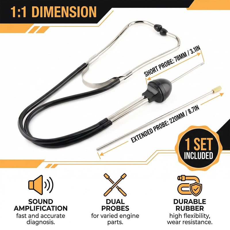 Mechanic Stethoscope, Stetoscope, Motor Stethoscope, Car Stethoscope, Machine Diagnostic Tester, Stethoscope, Mechanic Sensitive Hearing Aid, for Cars Mechanical Internal Noise Detection