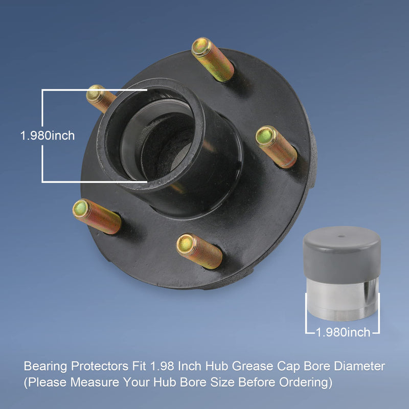 Trailer Axle Bearing Protector 1.98 Inch Stainless Steel with Silicone Trailer Bearing Dust Cap for Trailer Boat Pair Wheel Bearing Protectors