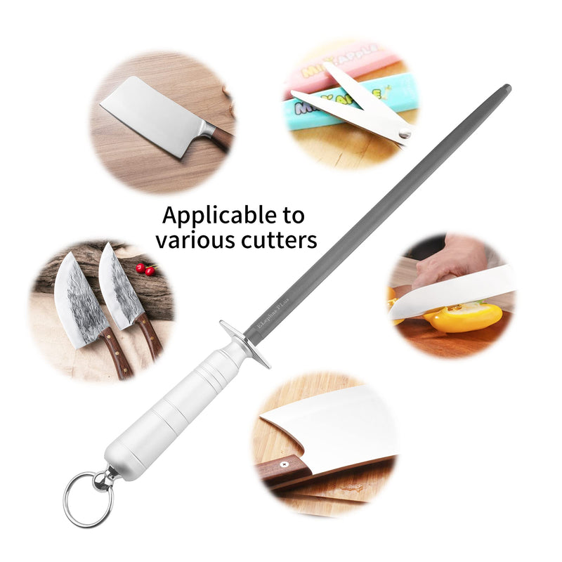 Professional Carbon Steel Knife Sharpening Steel,Practical Metal Handle 12 Inch Silver