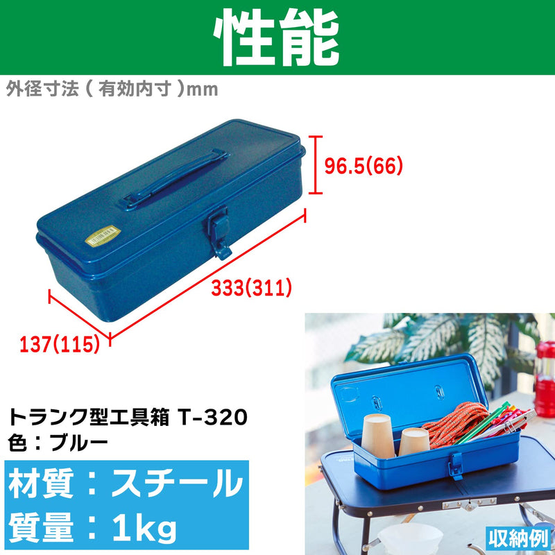TRUSCO T-320 Trunk Tool Box, 133.0 x 54.3 x 38.5 inches (333 x 137 x 96.5 cm), Blue M