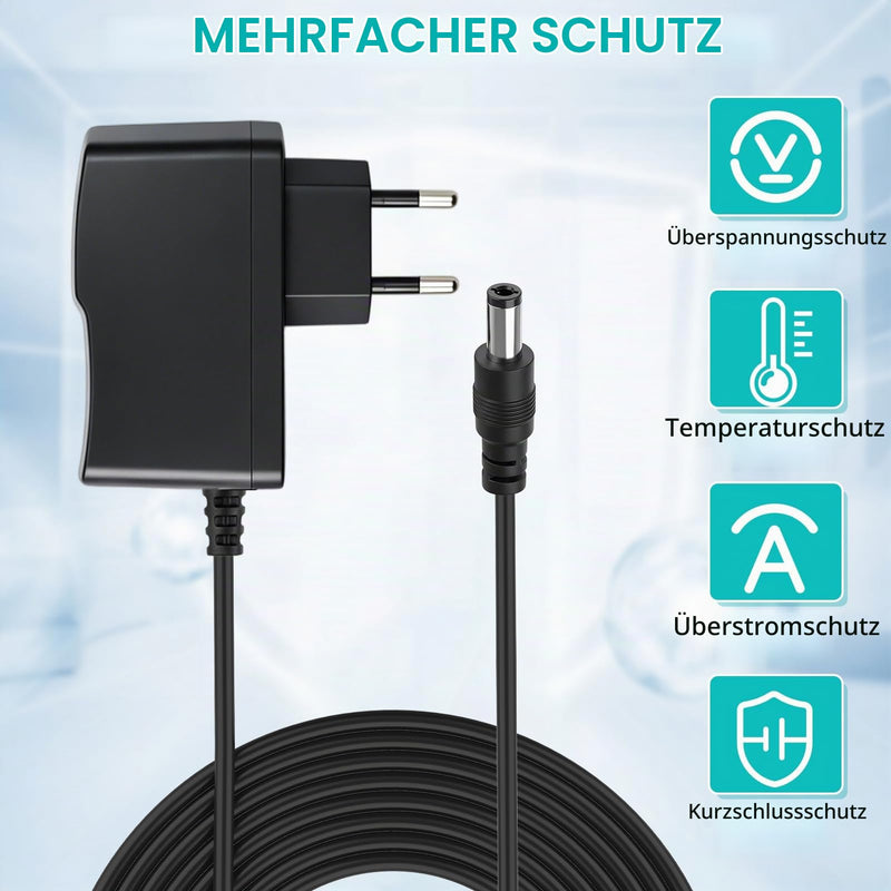 6 V Power Supply Charger for Boso Medicus Blood Pressure Monitors | Suitable for models Control/Prestige/UNO/Family/TB-233C/410-7-150, stable 5.5 x 2.1 mm plug, 1.2 m cable, multiple protection
