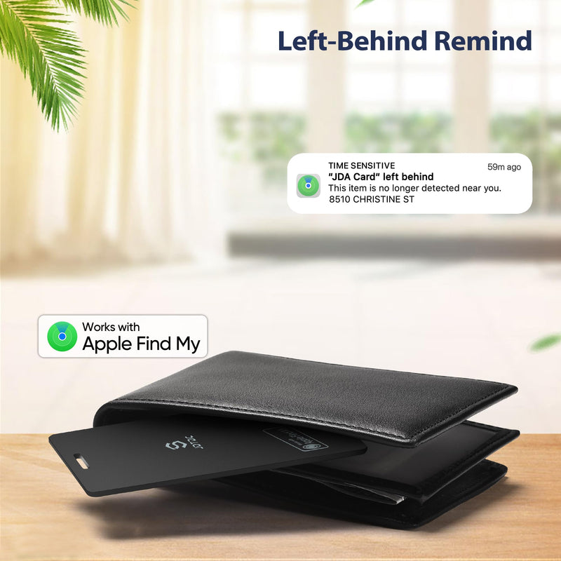 JSL JDTDC MFi Certified Thin-Wallet-Tracker Item-Finder Work with Apple Find My (iOS Only), Credit-Card-Wallet-Finder for Wallets,Passports, Luggage-Tracker, IP68 Waterproof,3-Year Battery Life,2 Pack 2 Pack Black
