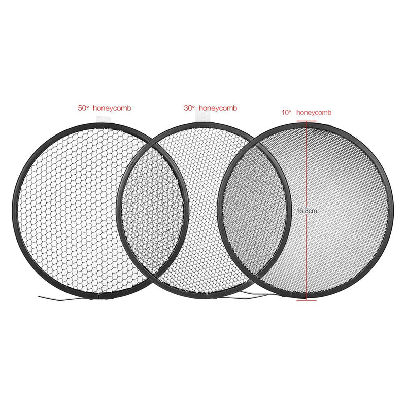 Andoer 7" Standard Reflector Diffuser Lamp Shade Dish with 10° 30° 50° Honeycomb Grid for Bowens Mount Studio Strobe Flash Light Speedlite