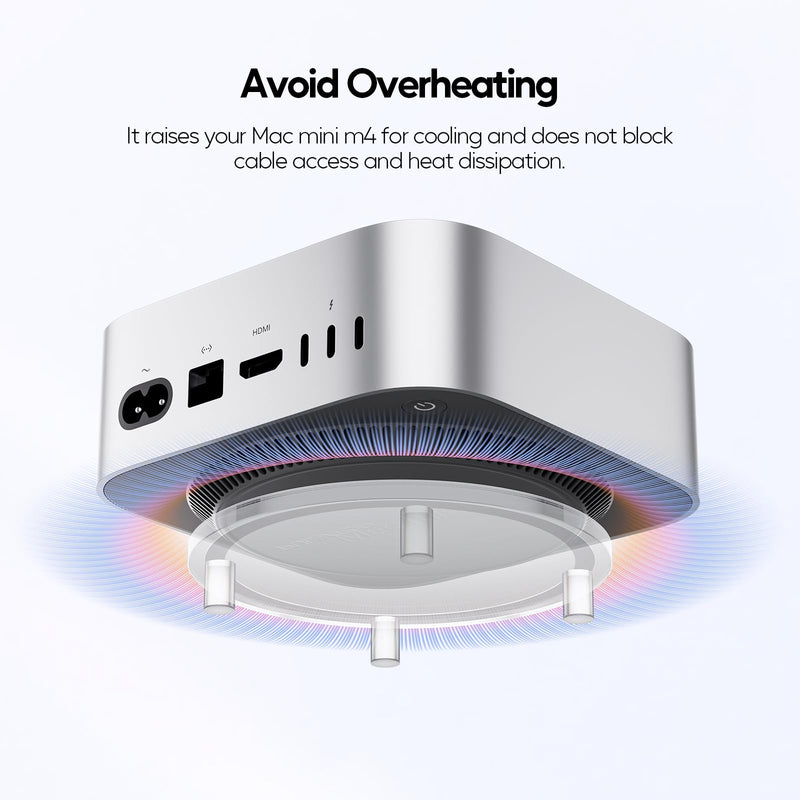 Clear Acrylic Desk Stand for Mac Mini M4/M4 Pro 2024, Minimalist M4 Holder with Easy Power Button Access, Anti-Slip Base & Heat Dissipation, Compact Space-Saving Design for Mac Mini 2024 Model Transparent