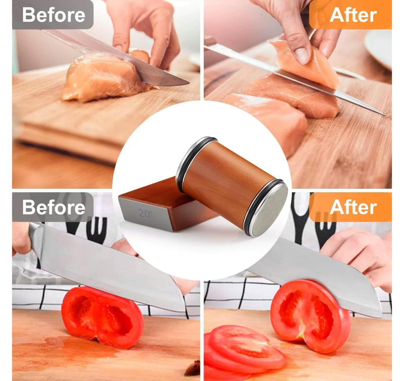 Warm & Craft Rolling Knife Sharpener - Knife Sharpener Tool For Kitchen Knives Magnetic Knife Sharpening Kit With 15 & 20 Degree Base