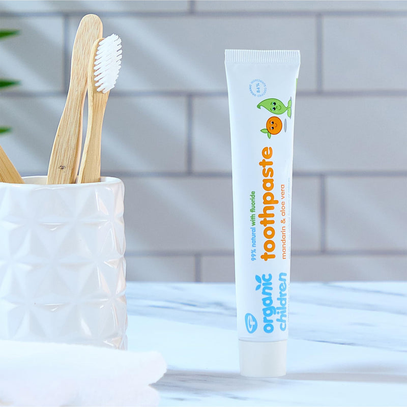 Green People Children's Mandarin & Aloe Vera Toothpaste with Fluoride 50g (Pack of 3)