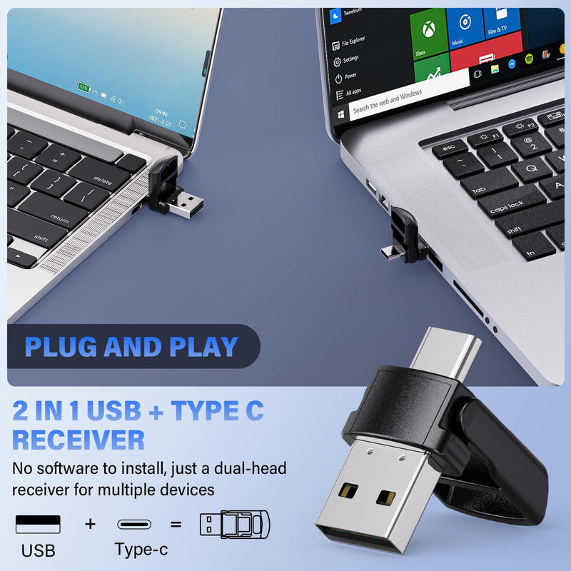 Presentation Clicker Wireless, 2-in-1 USB/Type C Rechargeable Presenter Remote Control for PowerPoint, PPT Clicker Red Laser Pointer, Slide Advancer RF2.4GHz (Red Light, USB C Rechargeable) Red Light Usb C Cable Rechargeable