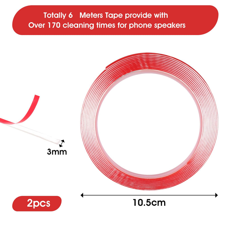 2 Pack Phone Speaker Cleaning Kit, Phone Cleaner Tape Kit for Phone Speaker Receiver, Adhesive Cleaning Stickers Dust Remover for Mobile Phone Hole Dust Removal for Samsung LG Android
