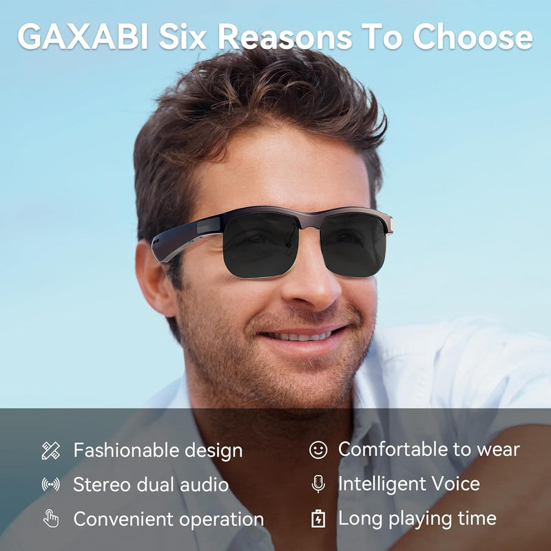 Smart Sunglasses, Polarized Sunglasses with Bluetooth Speaker, Driving/Sports/Outdoor UV Protection, Fashionable Item, Versatile Black, Unisex.