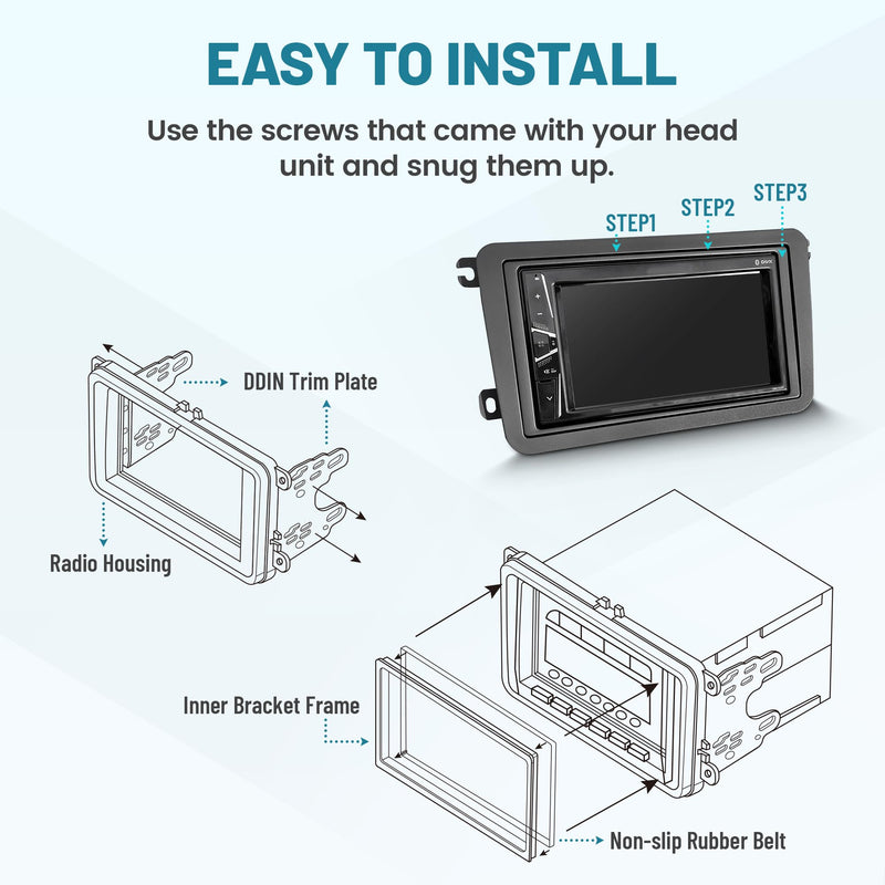 Double DIN Radio Dash Kits for Volkswagen Jetta/GLI/Passat/CC/Tiguan/Scirocco 2006-2018, Double Din Radio Mount Housing Bracket Installation Trim Bezel Kit Installation Aftermarket Stereo