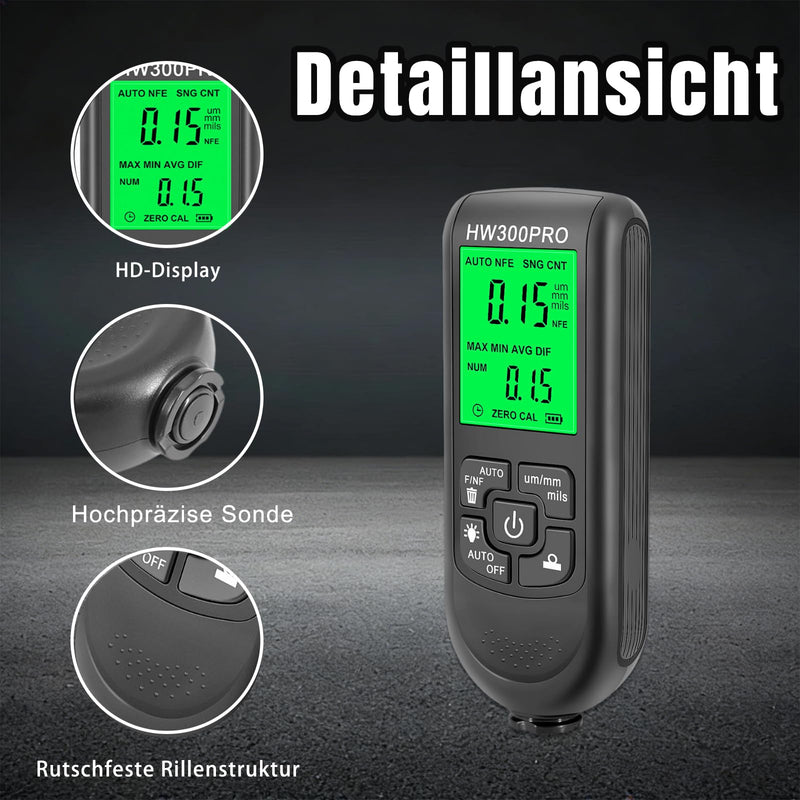 Digital Coating Thickness Gauge, Ultra High Precision Probe, Lackmil Thickness Gauge for Measuring Paint Thickness in the Automotive Industry black