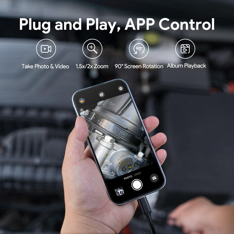 DEPSTECH 2K Endoscope Camera with Light: 2560P QHD Dual Lens Inspection Borescope with 16.5FT Snake Cable for iPhone & Android, Industrial Scope Automotive Tools for Sewer, HVAC, Plumbing, Mechanic Black