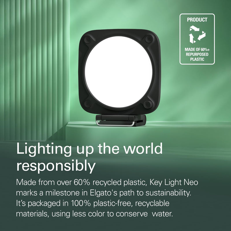 Elgato Key Light Neo (Black) – Professional Video Call Light, No Glare, Adjustable Monitor Mount, Manual or Wi-Fi Control, Office/Streaming, Teams/Zoom/Slack/Twitch/YouTube – Laptop, PC, Mac Black