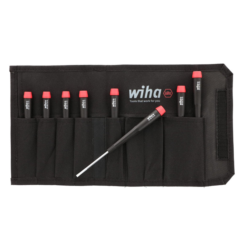 Wiha 26098 Precision Slotted Screwdriver Set in Canvas Pouch, 8 Piece Set