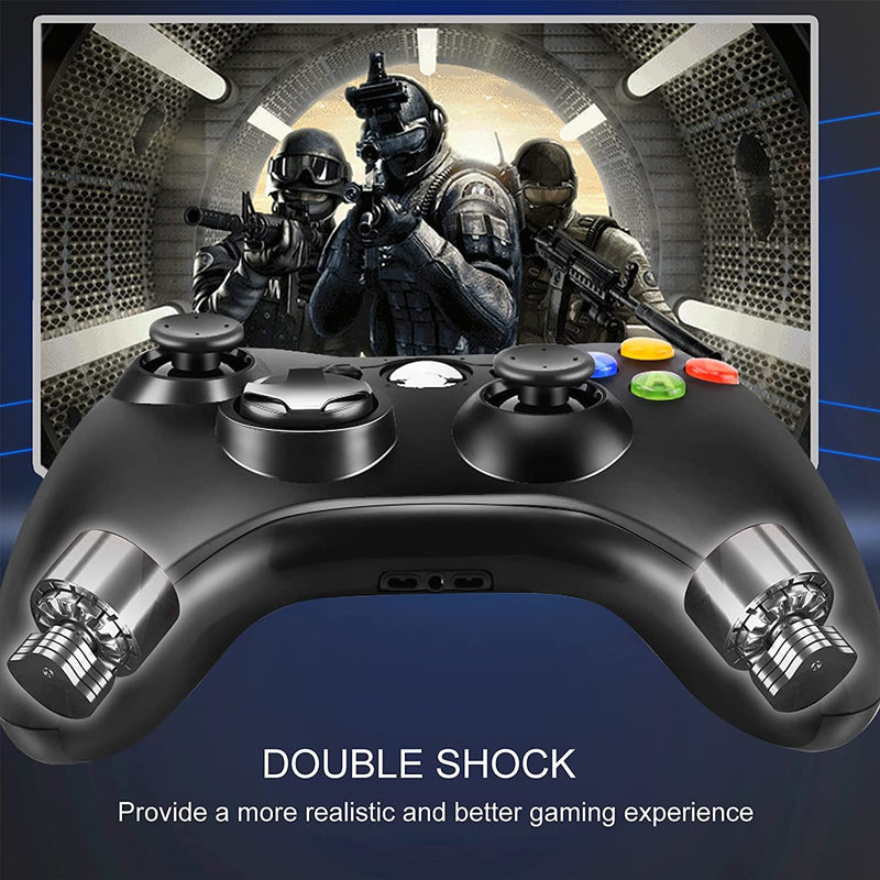 Xbox 360 Controller, USB Wired Gamepad Joystick with Improved Dual Vibration and Ergonomic Design for Microsoft Xbox 360 & Slim & PC Windows 7/8/10(Black)