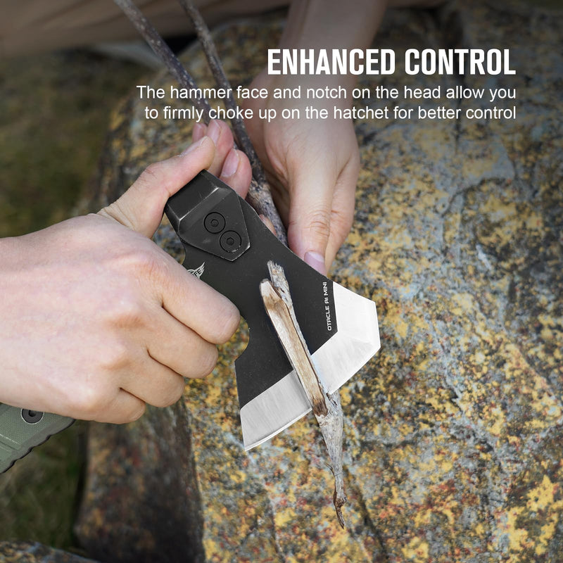 OKNIFE Otacle A1 Mini Multifunctional Hatchet, Rugged, Full Tang, 2-in-1 Hatchet, Comfortable, Non-Slip Grip with Durable Kydex Sheath A1 Mini (OD Green)