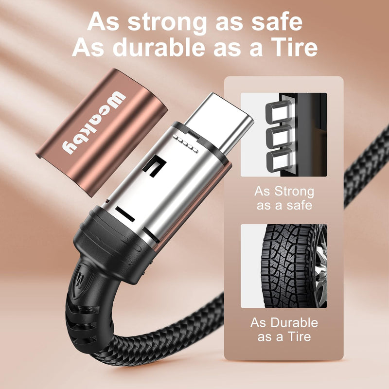 USB C Cable 3 m [Pack of 2] Charging Cable USB C Fast Charging Cable, 3.1A Nylon Braided USB A to USB C, Long Mobile Phone Charging Cable for Samsung Galaxy S24/S23, Pixel, LG and USB-C Devices 3 m + 3 m Golden Brown