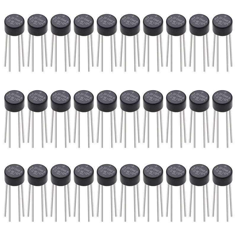 The Lord of The Tools Pack of 30 2W10 2A 1000V Bridge Rectifier Diodes Axial 1000 Volt Full Wave Silicone Diodes Bridge Diode Rectifier Electronic Component for Experiment Production