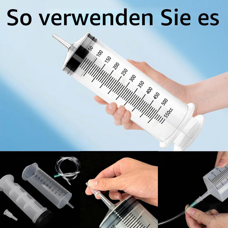 500 ml Syringe, Large Syringe, Plastic Syringe with Hose, Large Capacity Syringe, Reusable Liquid Syringe for Laboratory, Pet Feeding, Plant Watering