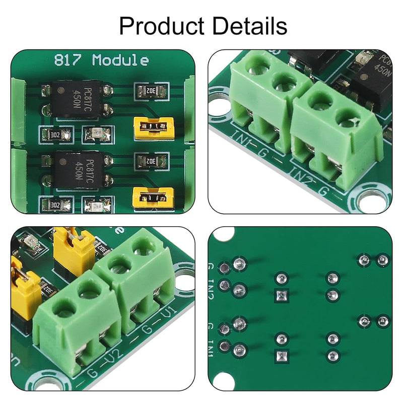 PC817 2 Channel Optocoupler Optical Isolator Module Input 3.6-30V 1CH Insulated Current Transformer Board (2 CH) Pack of 2 2CH
