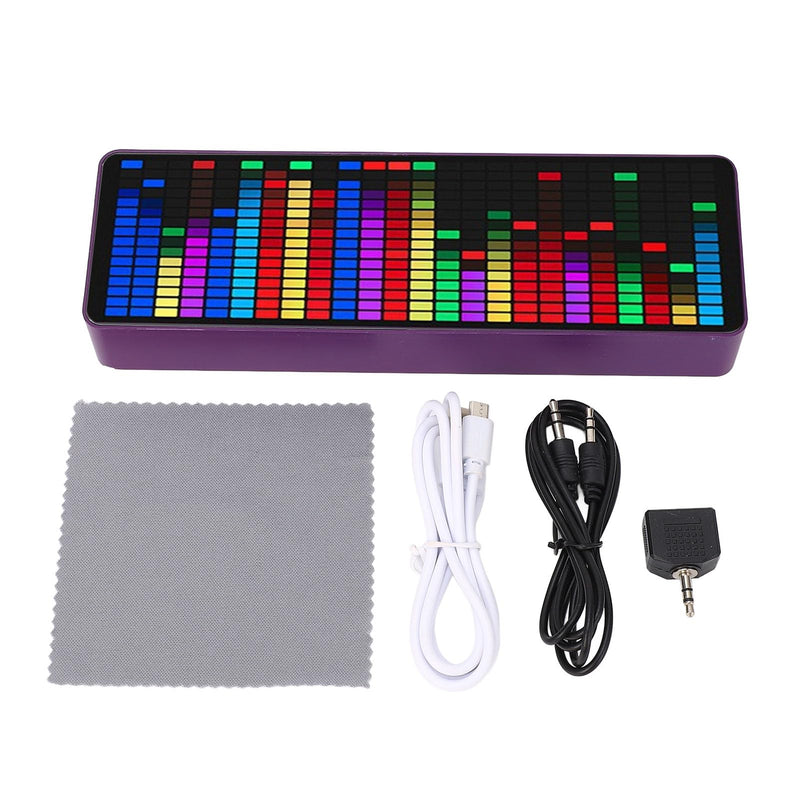 LED Music Voice Spectrum Display, Audio Spectrum Analyzer, Colorful RGB Light Rhythm Analyzer Clock Display, Sound Control Meter for Musicians, 20 Dynamic and 7