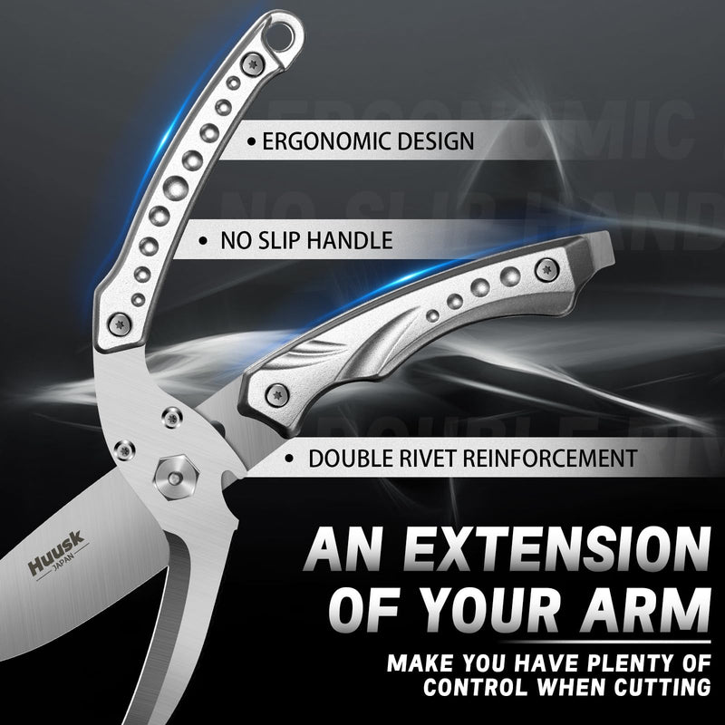 Huusk Kitchen Scissors All Purpose Poultry Shears Heavy Duty Ultral Sharp Detachable Kitchen Shears for Chicken Bone Turkey Silvery Stainless Steel Cooking Shear Thanksgiving Silver