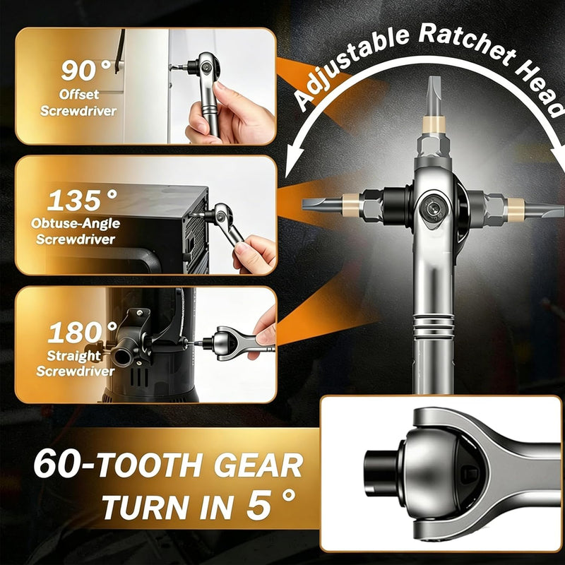 40 in 1 Ratchet Screwdriver Set, 60-Tooth Magnetic Ratcheting Screwdriver Set with 180° Rotating Ratchet Head for DIY Project, Home Repair & Furniture