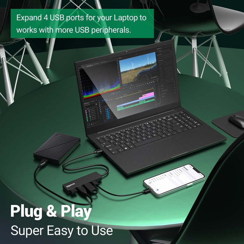 USB Hub 4 in 1 USB 3.0 Hub Ultra Slim USB Adapter USB Splitter USB 3.0 Hub with 4 USB 3.0 Port USB Splitter for MacBook, MacBook Pro/Air, Mac mini, iMac MacPro, Windows Laptops Surface Pro, XPS 4 in 1&USB 3.0